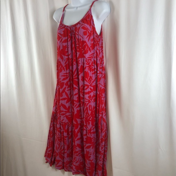 Loft floral rayon tiered spaghetti strap midi dress S - Picture 5 of 15